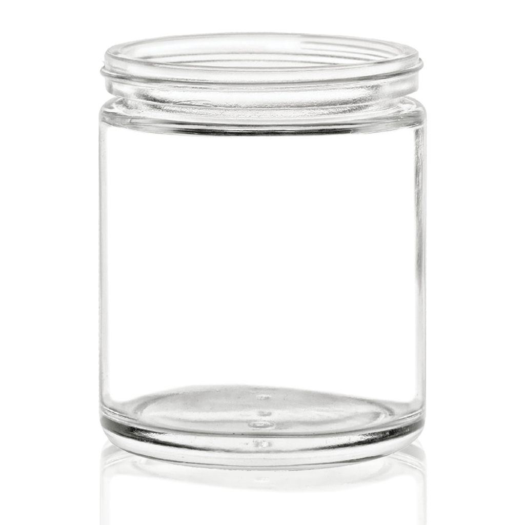Straight Sided Glass Jar with Black Lid, 6 oz