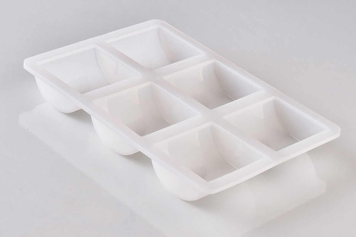 Yannee 1 Pcs 6 Cavity Ice Tray,Square Silicone Ice Molds,Ice Cube