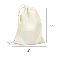 Muslin Cloth Bag with Drawstring for Sale 3 x 5 - 100% Cotton